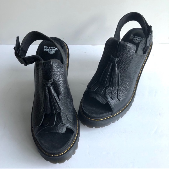 Dr. Martens Shoes - DR. MARTEN Black Seraphina Leather Heel Sandal